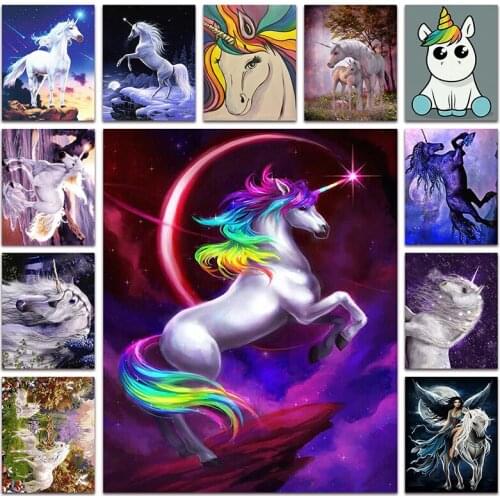 Full square Diamond embroidery animals colorful unicorn 5D DIY Diamond painting Cross stitch Cartoon horse round Diamond mosaic