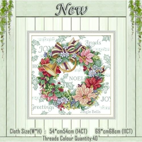 Holiday wreath flowers decor diy painting counted printed on the canvas DMC 11CT 14CT kit Cross Stitch embroidery needlework Set