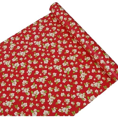 GLOW4U Self Adhesive Vintage Red Floral Contact Paper Wallpaper for Cabinets Shelves Dresser Drawer Furniture Table Walls