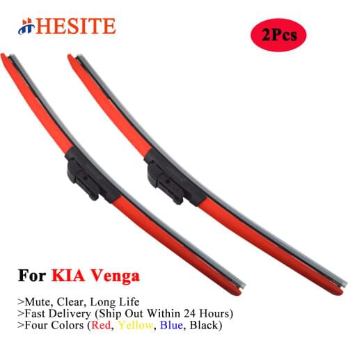 HESITE Colorful Windshield Wipers For KIA Venga 2010 2Pcs Hybrid Front Window Wiper Blades 26"+14" Frameless Soft Natural Rubber