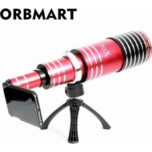 ORBMART 80X Optical Zoom Telescope Mobile Phone Lens For iPhone 5 5s 6 6S Plus 7 8 iPhoneX Samsung Galaxy S8 S7 S6 Edge Note 5 4