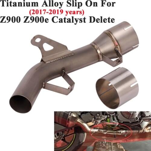 Titanium Alloy For Kawasaki Z900 Z900e 2017 - 2019 Motorcycle Exhaust Escape System Modify Middle Tube Link Pipe Catalyst Delete
