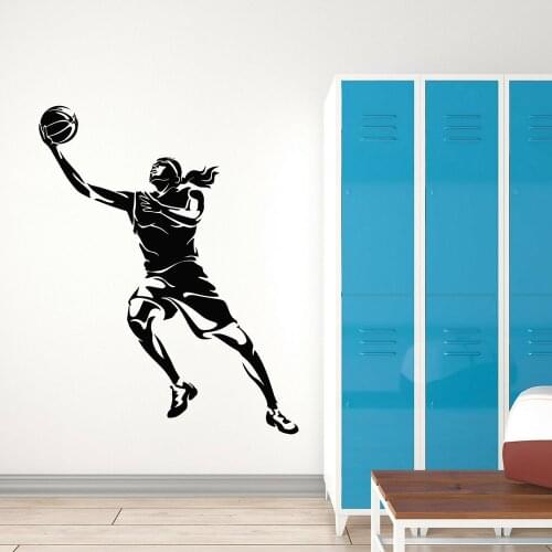 Vinyl Wall Decal Basketball Game Player Ball Sport Jumping Wall Stickers Boys Playing Room Modern Home Interior Decoration Z424