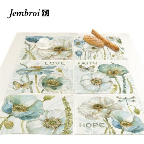 Vintage Flowers Faux Linen Printed Placemats Tea Costers Coffee Dining Table Decor Home Decoration Accessories for Kitchen Pad