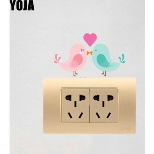 YOJA Coolest Heart Shape Colored Birds Decor Switch Wall Sticker Living Room Bedroom Decals 10SS0394