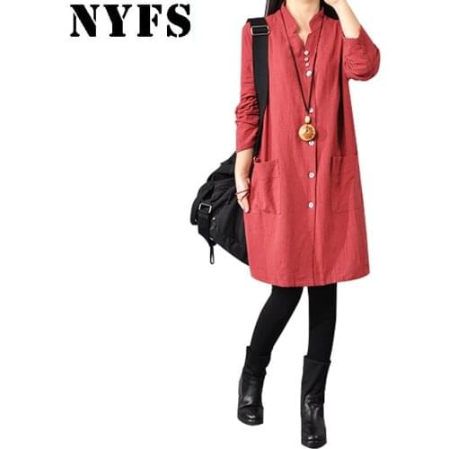 NYFS 2020 New Spring Autumn Women dress Ladies Casual Cotton Linen Dresses Fashion large Size Vestidos Robe