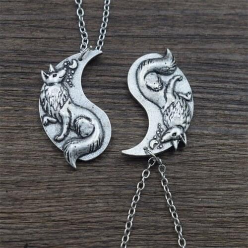10 pair beautiful Yin Yang Fox necklace Vulpine Spiritual Friendship Romantic Couple Valentine