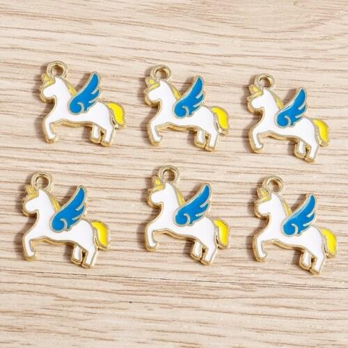 10pcs 18*16mm Cartoon Enamel Animal Horse Charms Pendants for Jewelry Making Necklaces Earrings Keychain DIY Crafts Accessories