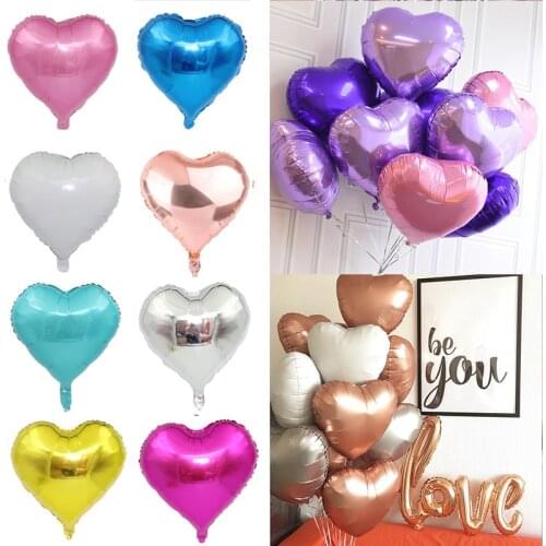 5pcs Heart Star Shape Foil Balloons Gold Silver Metallic Balloon for Kids Adult Happy Birthday Party Wedding Baby Shower Decors
