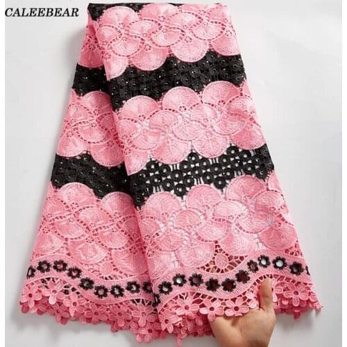 African Guipure Lace Fabric 2021 High Quality Lace Latest Two-color French Cord Lace Fabric With Stones For Wedding 5Yards S2546