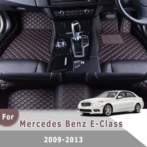 RHD Car Floor Mats For Mercedes Benz E-Class 2013 2012 2011 2010 2009 Foot Pads Custom Waterproof Decoration Leather Car Carpet