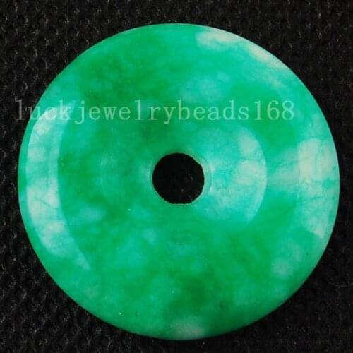 Free Shipping Fashion Jewelry 30mm Green Veins Jad Round Pendant Bead C3059