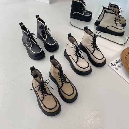 Martin Boots Women Shoes 2021 New Thick-soled Womens Boots Spring and Autumn British Style Lace-up Ankle Boots