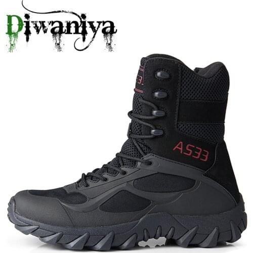Men Tactical Boots Army Boots Mens Military Desert Waterproof Work Safety Shoes Climbing Hiking Shoes Ankle Men Outdoor Boots