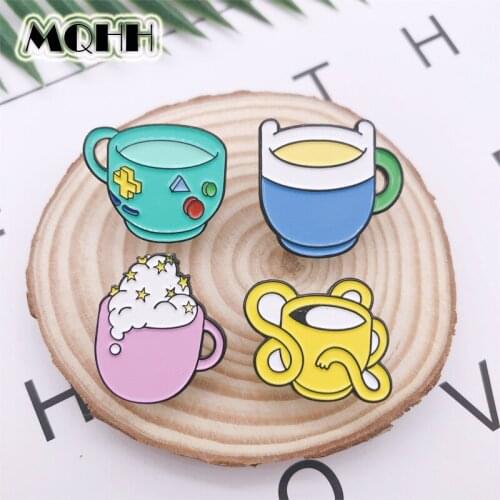 Cartoon Colored Cups Game Buttons Stars White Clouds Smiley Enamel Brooch Alloy Badge Denim Clothes Bags Pins Cute Sweet Jewelry