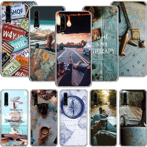 World Map Travel Plans Phone Case For Huawei P30 P40 P20 P10 Mate 20 10 30 Lite Pro P Smart Z Plus Printing Cover Coque Shell
