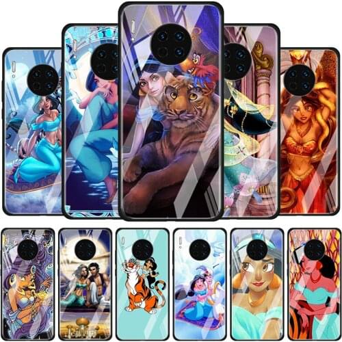 Princess jasmine For Huawei Y6 Y7 Y9 Y5P Y6P Y8S Y8P Y9A P Smart Z 2019 2020 2021 Tempered Glass Phone Case