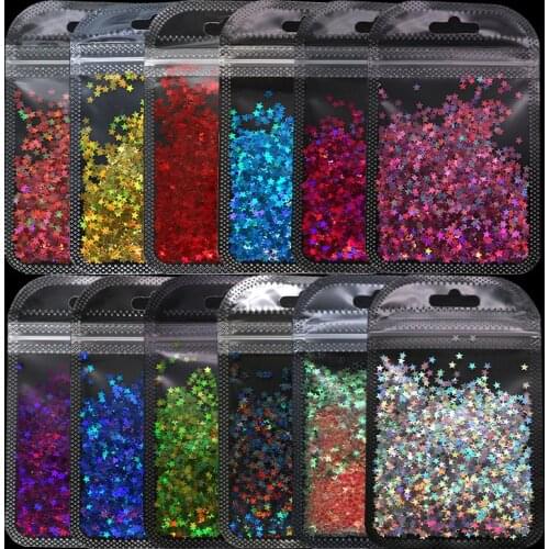 Holographic Star Shape Nail Glitter Sequins For Nails Laser Silver Sparkly Flakes Paillette Slices Manicure Nails Art Decoration