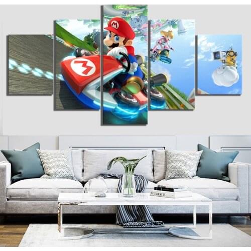 Art Poster Modular Pictures Canvas 5 Pieces Mario Kart Paintings Modern Framework Prints Decoration Living Room obrazy plakat