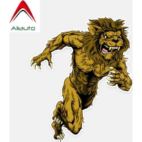 Aliauto Interesting Car Sticker A Running Lion with Open Teeth and Claws PVC Waterproof Sunscreen Reflective Decal,13cm*16cm