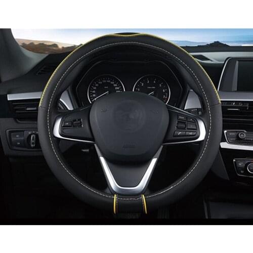 Leather Car Steering Wheel Cover Auto Steering- wheel Cover Anti-Slip Universal Car Interior Accessories for Audi for Mercedes