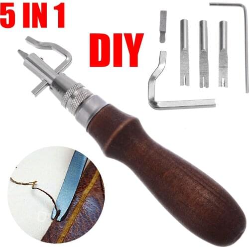 Leather Stitching Crease Tools Leather Craft Edge Press Stitching Groover Crease Stitching Tool Leather DIY Sewing Tools 5in1