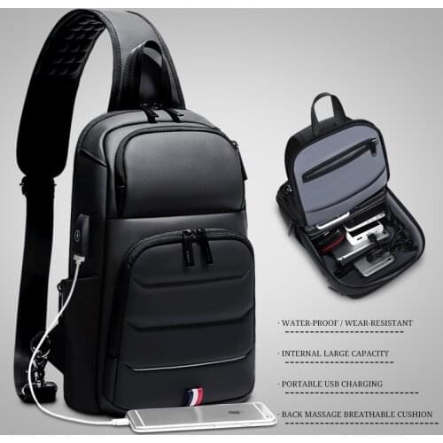 Crossbody Bags for Men New Sling Bag Men Shoulder Bag Chest bag for 9.7 iPad USB Charging Short Trip Messenger Bags Waterproof