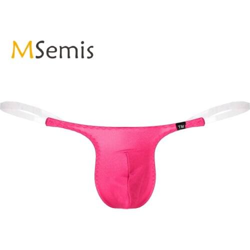 Mens Lingerie See Through Underwear Transparent Elastic Waistband G-string Bulge Pouch Thong Low Waist T-back Bikini Bottom