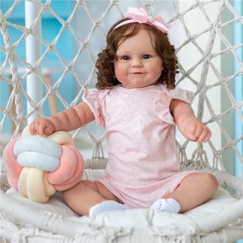 NPK Maddie 50CM Version Reborn Toddler Popular Cute Girl Doll with Rooted brown hair Soft Cuddle Body High Quality Doll