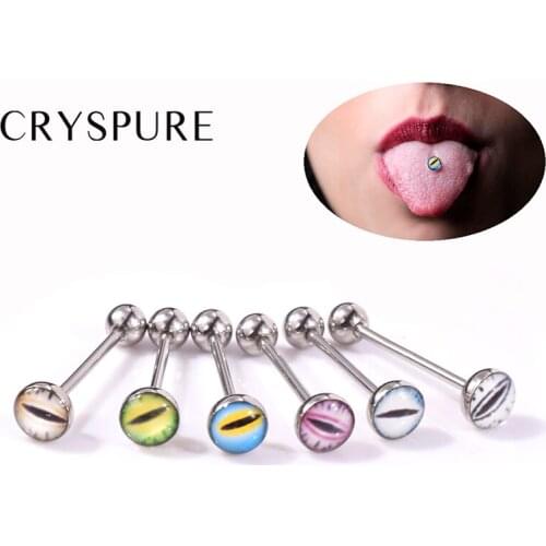 Punk Snake Eyes Logo Tongue Barbell Bars Piercing Tongue Rings Stainless Steel Tongue Stud Punk Fashion Body Piercing Jewelry