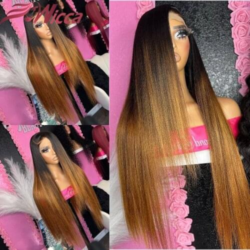 Highlight Human Hair Wigs 8-26 Inches Brazilian Remy Hair Lace Front Human Hair Wigs T Middle Part With Baby Hair Wicca