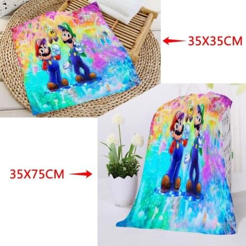 35x35cm,35x75cm Towels Custom Super-Mari Bros Print Square Towels Microfiber Absorbent Drying Bath Towels Washcloth
