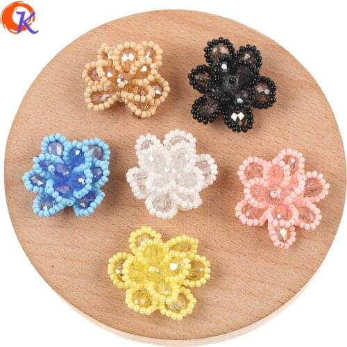 Cordial Design 30Pcs 26*27MM Jewelry Accessories/Hand Made/Crystal Charms/Flower Shape/Seed Beads/DIY Making/Earring Findings