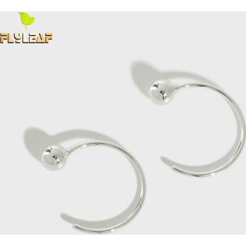 925 Sterling Silver Beads Semi-circle Stud Earrings For Women Korean Pop Student Girl Handmade Fine Jewelry Flyleaf