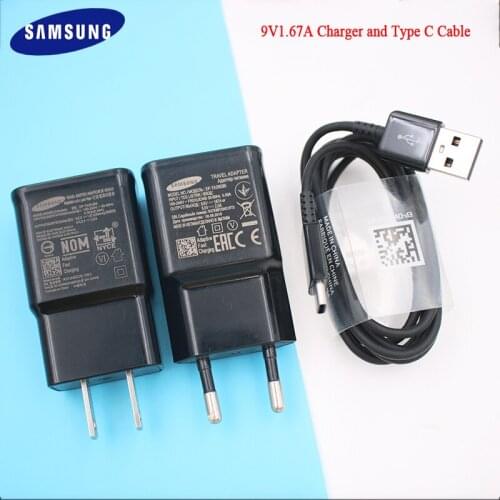 Samsung 9V 1.67A Fast Charger EU/US Power Wall Adapter 120CM Type C Cable For Galaxy S10 S9 S8 Plus Note 10 Pro A90 A80 A8S A50
