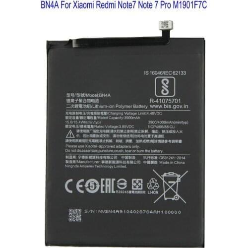 10pcs /lot 4000mAh Replacement Battery For Xiaomi Redmi Note7 Note 7 Pro M1901F7C BN4A Genuine Phone Battery