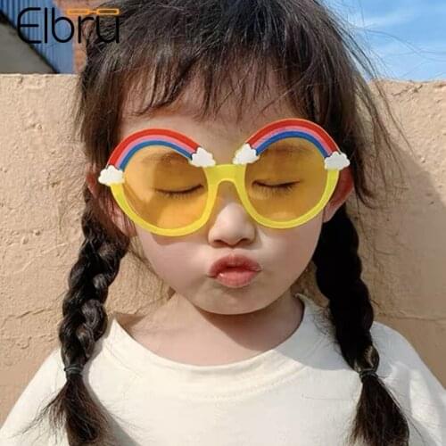 Elbru Fashion Children Rainbow Sunglasses Baby Cartoon Cute Jelly Color Sunshades Ultraviolet-proof Sun Glasses For Boys Girls