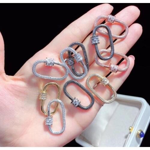 ST023 Exquisite Cubic Zirconia Pave Oval Shape Clasp Multicolor Electroplated Clasp Jewelry Findings Fashion Jewelry