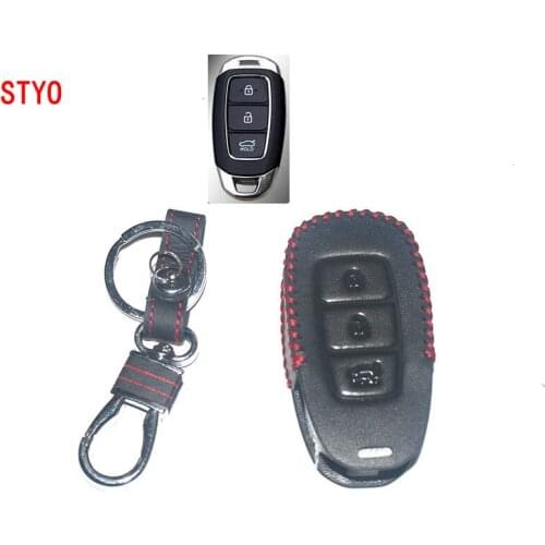 STYO Car Leather Smart Key Cover Case Protector for Hyundai1 Kona Encino IX35 2018