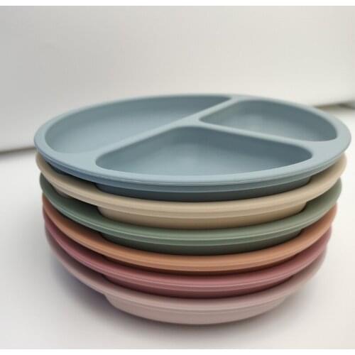 Waterproof Food Grade Silicone Baby Divided Suction Bowl Anti-Slip Children Dinner Plate Infant Learning Feeding Dish Tableware