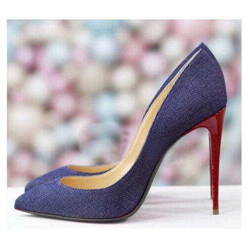 Moraima Snc Denim Blue High Heel Shoes Pointed Toe 12cm Thin Heels Woman Pumps Shallow Mouth Slip on Dress Shoe