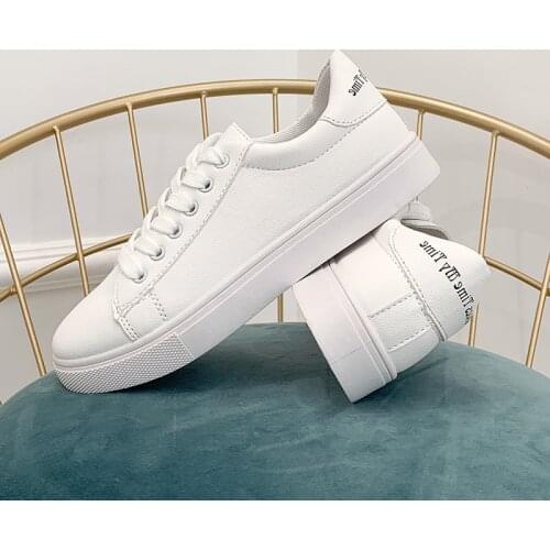2020 Womens Vulcanize Shoes Spring New Casual Classic Solid Color PU Leather Shoes Women Casual White Shoes Sneakers NVX205