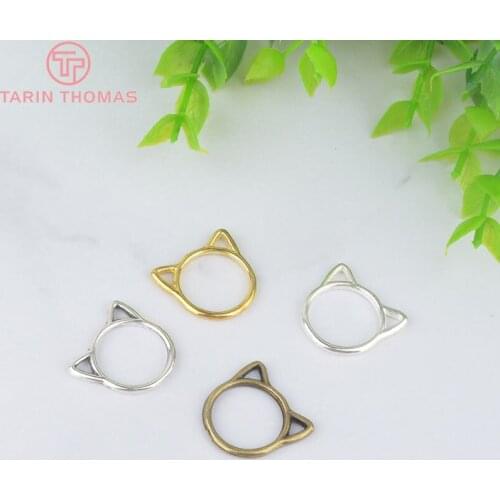 15PCS 19.5x17MM Zinc Alloy Cat Rings Charms Pendants Diy Jewelry Findings Accessories Wholesale