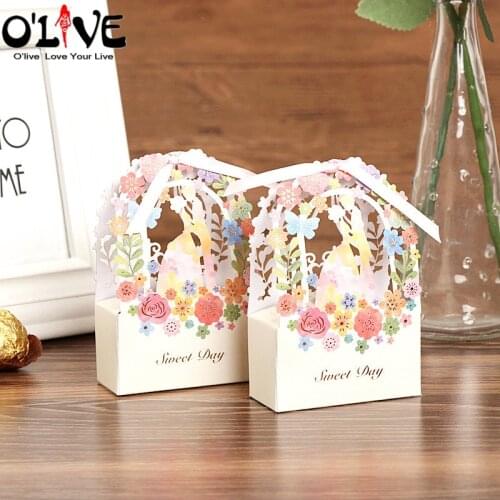 50 Pcs Candy Box Gift Wedding Party Favors Packaging Sweet Day Garden Chocolate Sugar Boxes Dragee Sweets Present Box Decoration