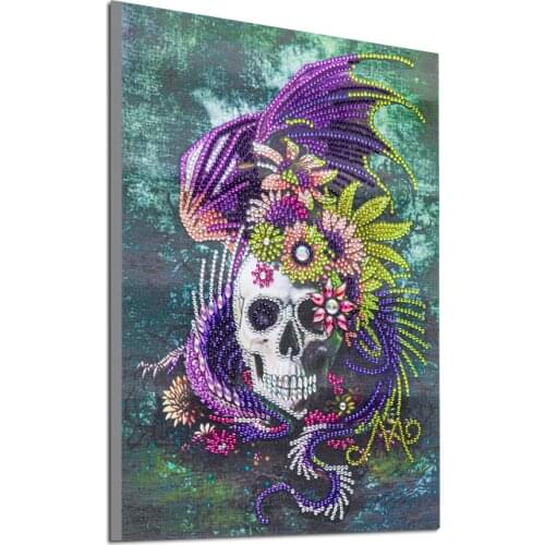 5D Special Shaped Diamond Painting by Number Kits Floral Skull Rhinestone Embroidery Cross Stitch Pictures of Crystals Dotz Kits