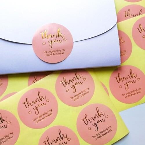 60pcs 2.5inch Sealing Stickers Party Wedding Hot Stamping Thank You Scrapbook Decoration Gift Student Stationery Pink Round