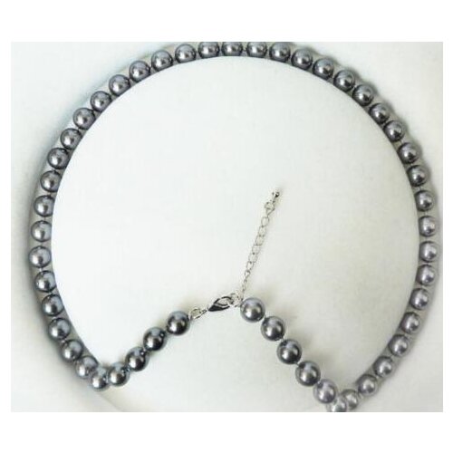 8mm Dark Gray South Sea Shell Imitation Pearl Necklace 18 ">>> free shipping