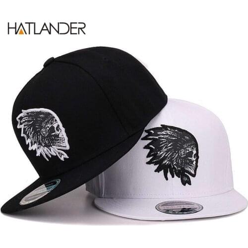 [HATLANDER]Embroidery Skull baseball caps hats hip hop snapbacks flat brim bones gorra sports snapback caps for men women unisex