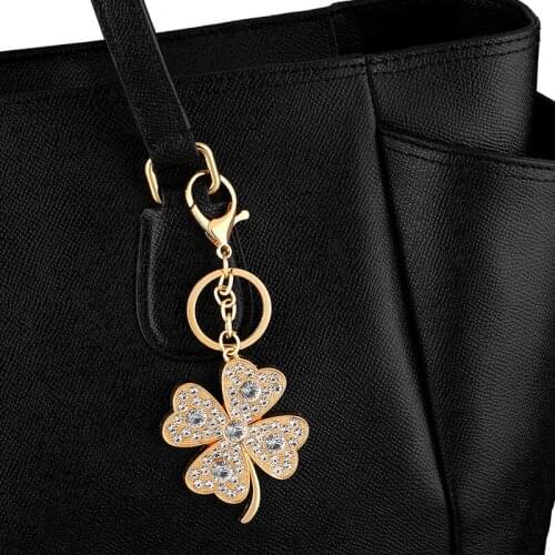 Big Keychain Accessories Clover Bag Charm For Women Micro Paved Crystal DIY King Rings Holder Wholesale Jewelry Gifts kcha03