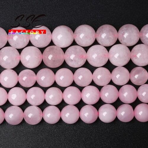 Wholesale Pink Rose Quartz Beads Natural Pink Crystal Round Loose Beads 15" 4 6 8 10 12 MM For Jewelry Making DIY Women Bracelet
